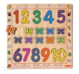 Drewniana układanka motyle, cyfry, kolory na planszy dla dziecka DJECO DJ01801