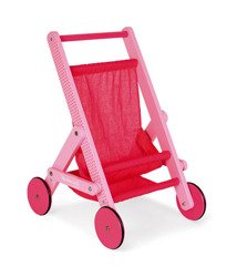Drewniany wózek różowy spacerówka dla lalek Mademoiselle 18m+, Janod