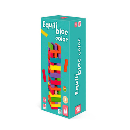 Gra Jenga (wieża) z kolorami Equilibloc, Janod - gra zręcznościowa dla całej rodziny